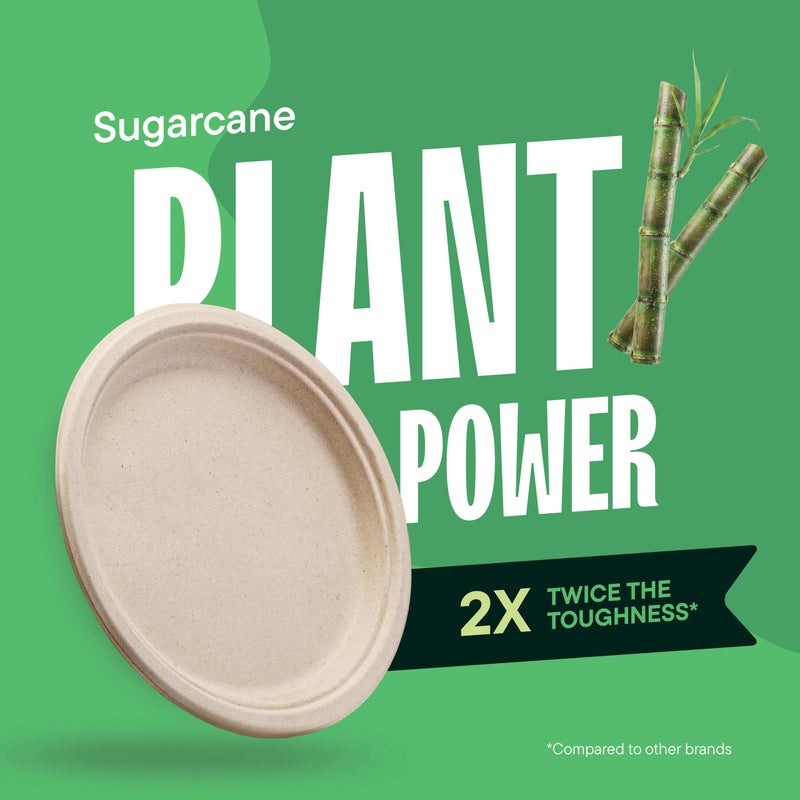 Stack Man Paper Plates, 100% Compostable Heavy Duty Disposable 10 Inch Plate - [125-Pack] Eco-Friendly, Biodegradable Bagasse - (PFAS-Free) - (BPI Certified) - Image 5